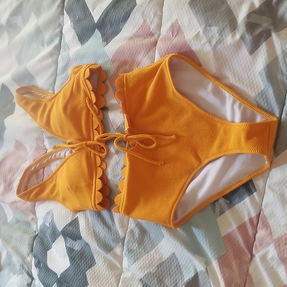 Marigold yellow/orange. High Waist bikini